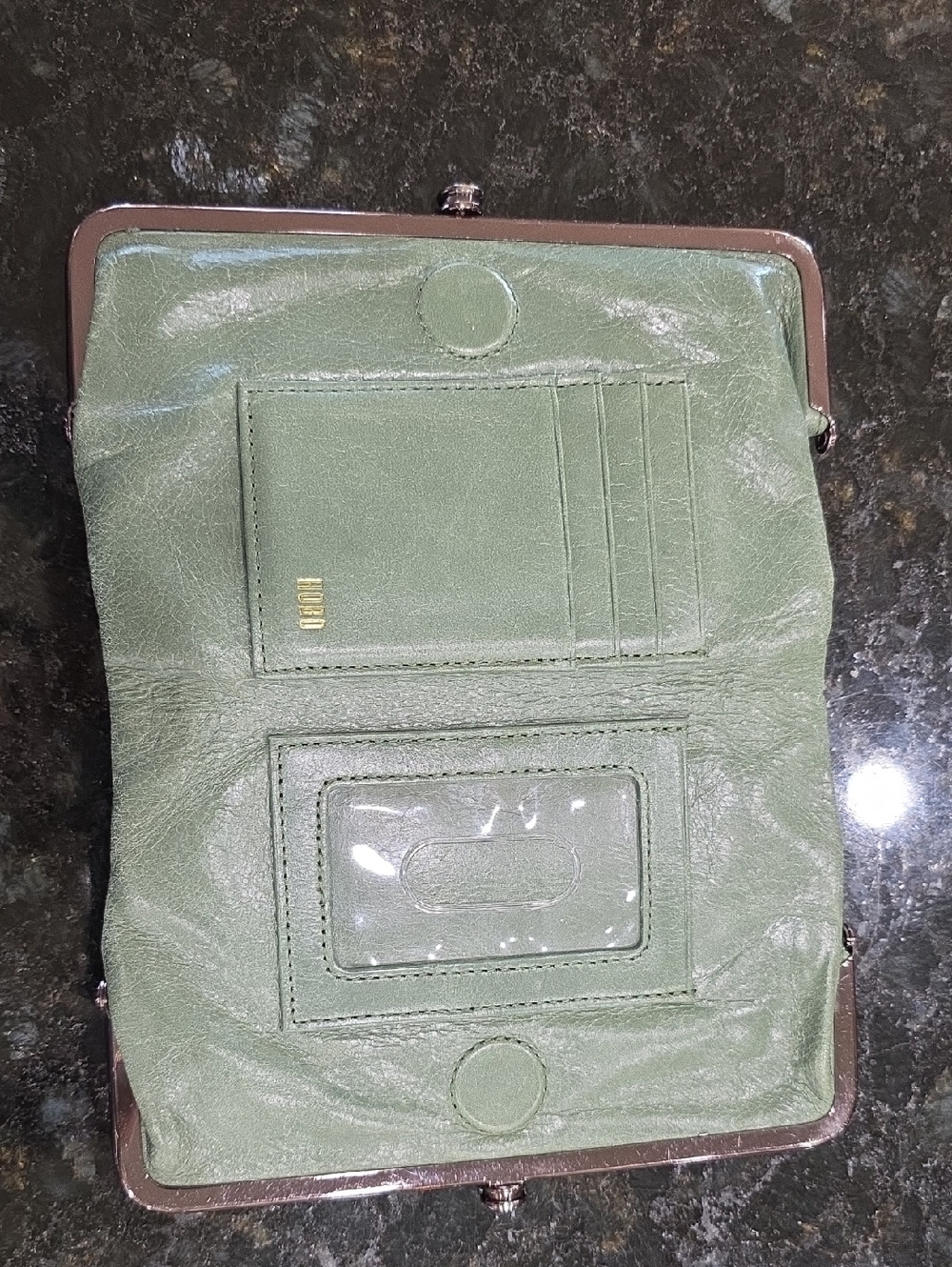 HOBO Vintage-Inspired Sage Green Kiss-Lock Wallet - Women's Bag